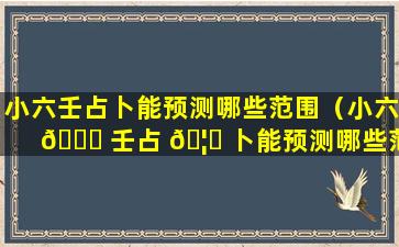 小六壬占卜能预测哪些范围（小六 🐘 壬占 🦍 卜能预测哪些范围内的事情）